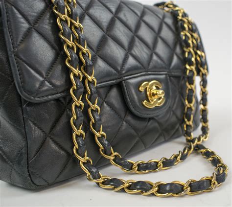 chanel bag blue black chain|Chanel black quilted flap bag.